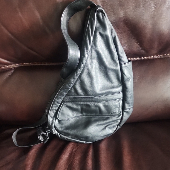 Sleek Black Leather Sling Bag